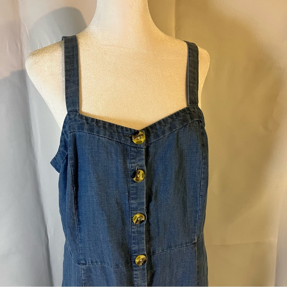 Loft Denim Button-Down Dress Size 10 Coastal Casual Vacation Summer Festival‎
